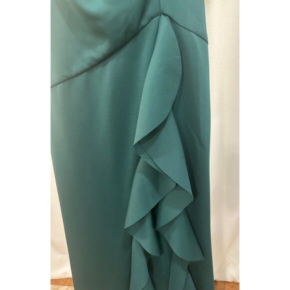 Xscape Scuba Off-The-Shoulder Gown Dress Hunter Green Size 8 NWT Elegant Sheath - Picture 6 of 16